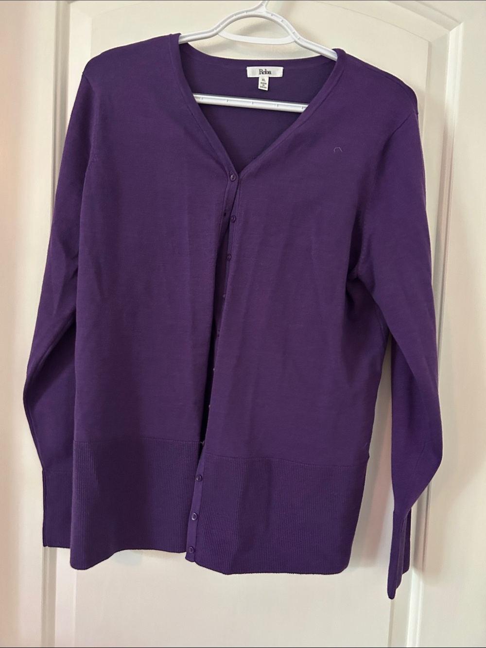 Reba Purple V-Neck Button-Front Cardigan